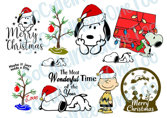 Snoopy Christmas - on Clear/White Waterslide Paper Ready To Use - SoCuteINeedOneToo