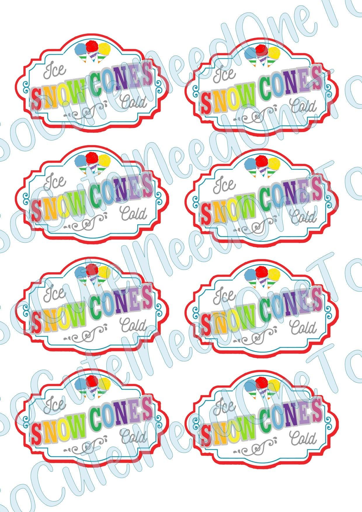 SNOW CONE Carnival on Clear/White Waterslide Paper Ready To Use - SoCuteINeedOneToo