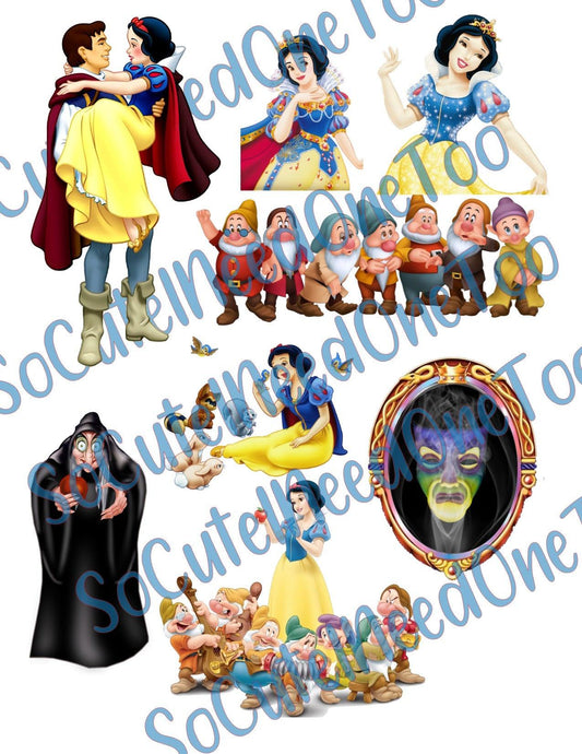 Snow White & 7 Dwarfs #2 on Clear Waterslide Paper Ready To Use - SoCuteINeedOneToo