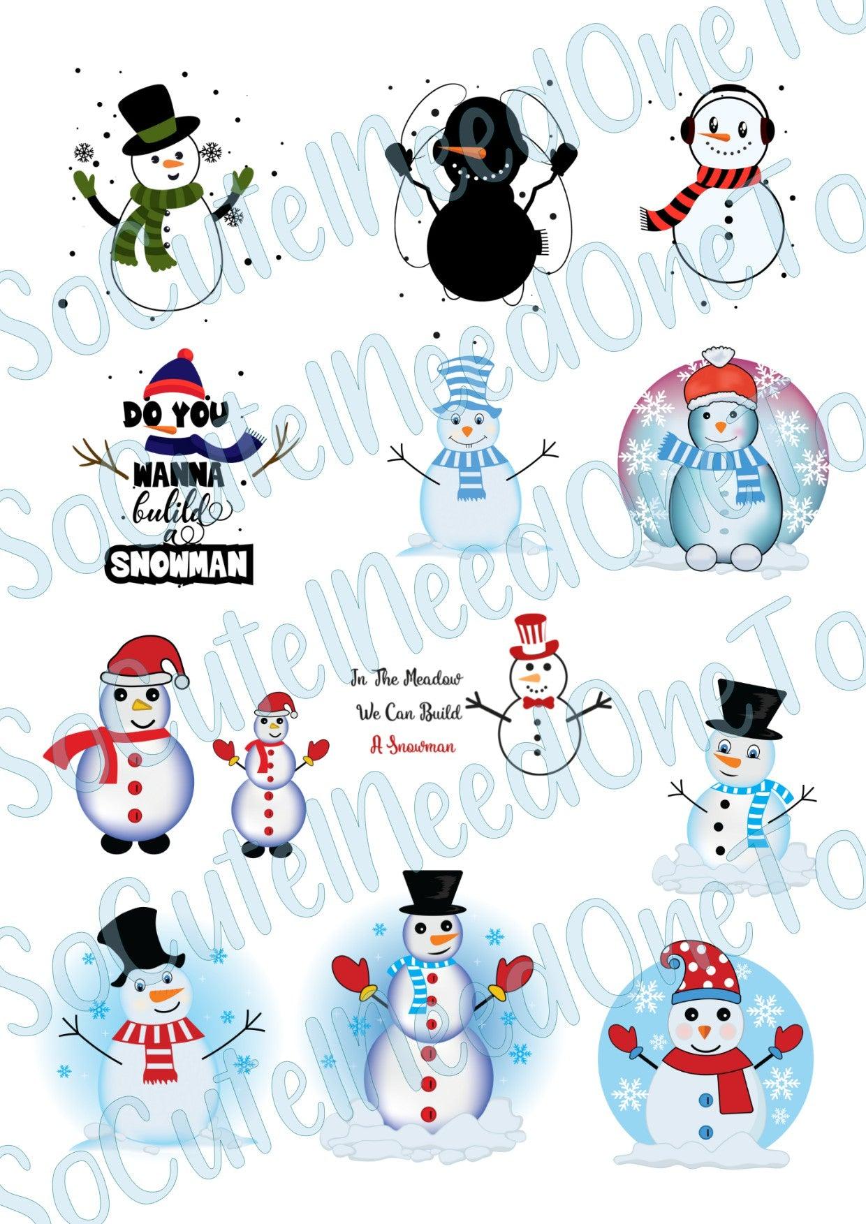 Snowman #3 On Clear/White Waterslide Paper - Ready To Use - SoCuteINeedOneToo