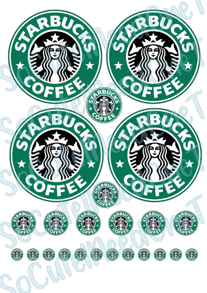 Starbucks Logo on Clear/White Waterslide Paper Ready To Use - SoCuteINeedOneToo