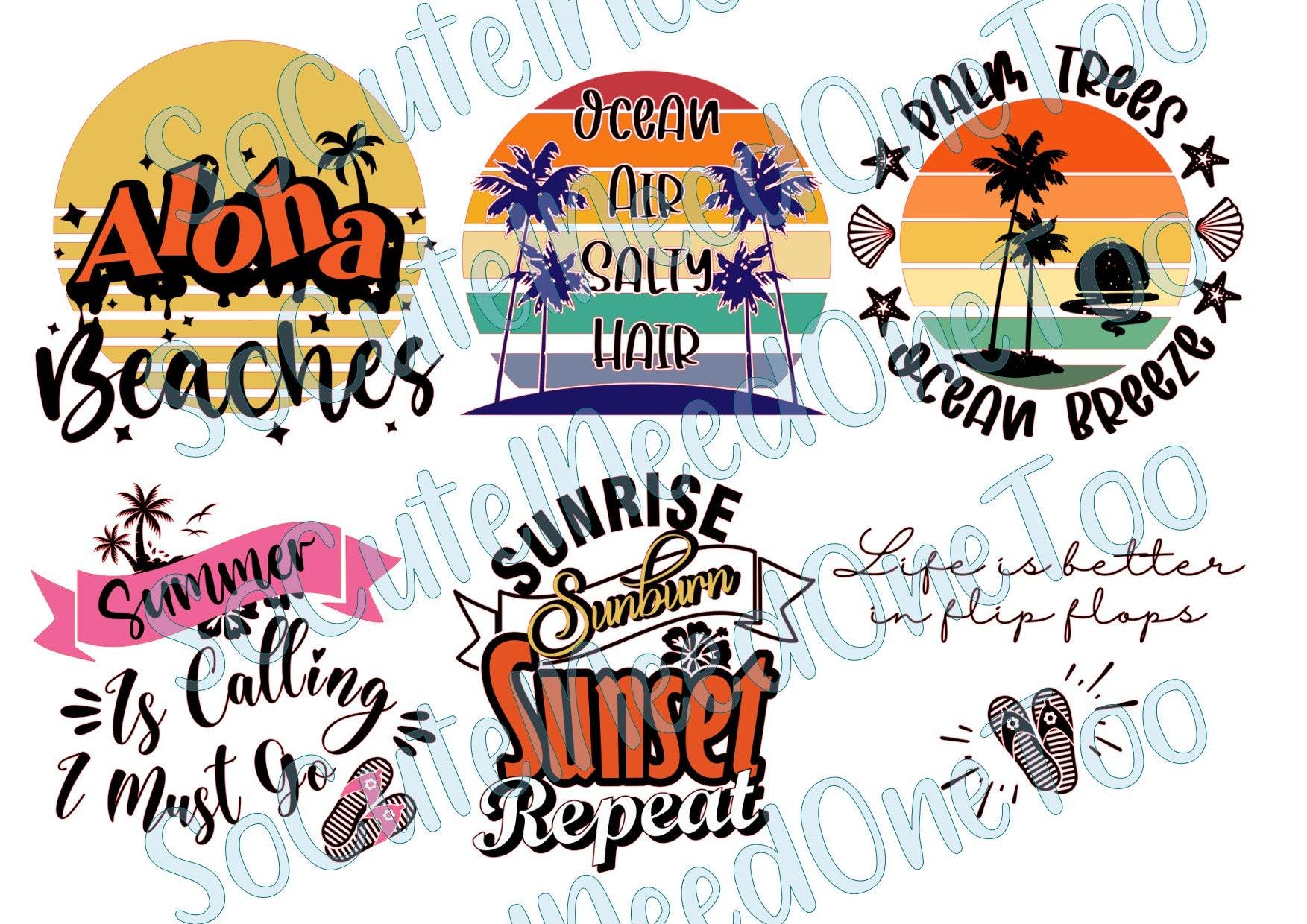 Summer - Aloha Beaches on Clear/White Waterslide Paper Ready To Use - SoCuteINeedOneToo