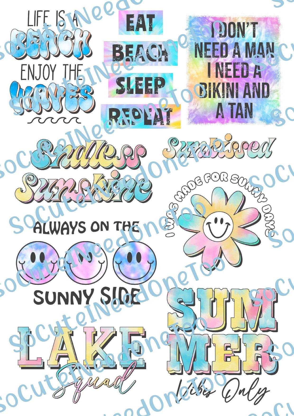Summer - Life Is A Beach On Clear/White Waterslide Paper - SoCuteINeedOneToo