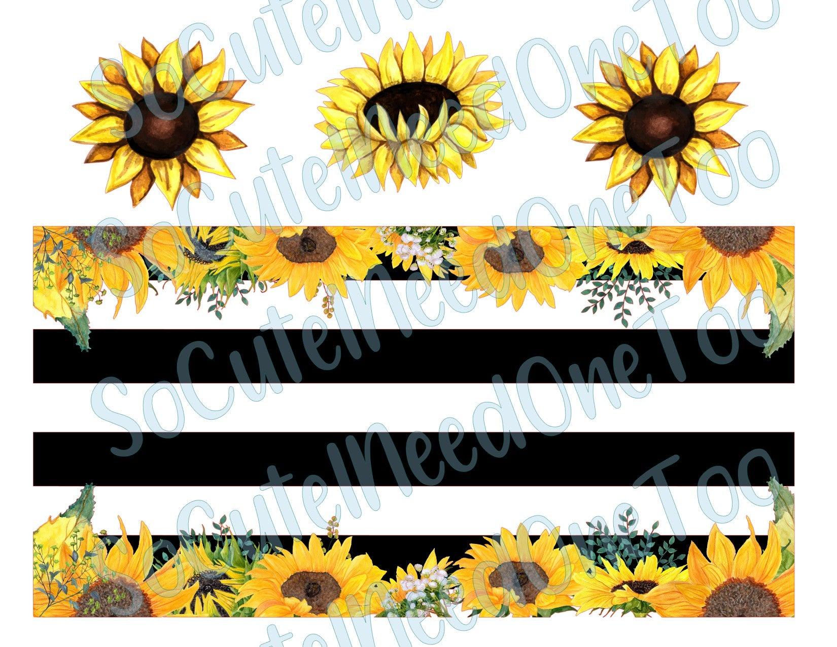 Sunflower - Black & White Stripe (SIPPY CUP) Waterslide Wrap - SoCuteINeedOneToo
