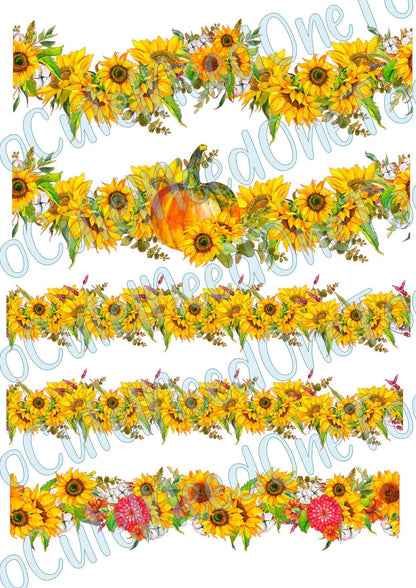 Sunflower Boarders on Waterslide Paper - SoCuteINeedOneToo