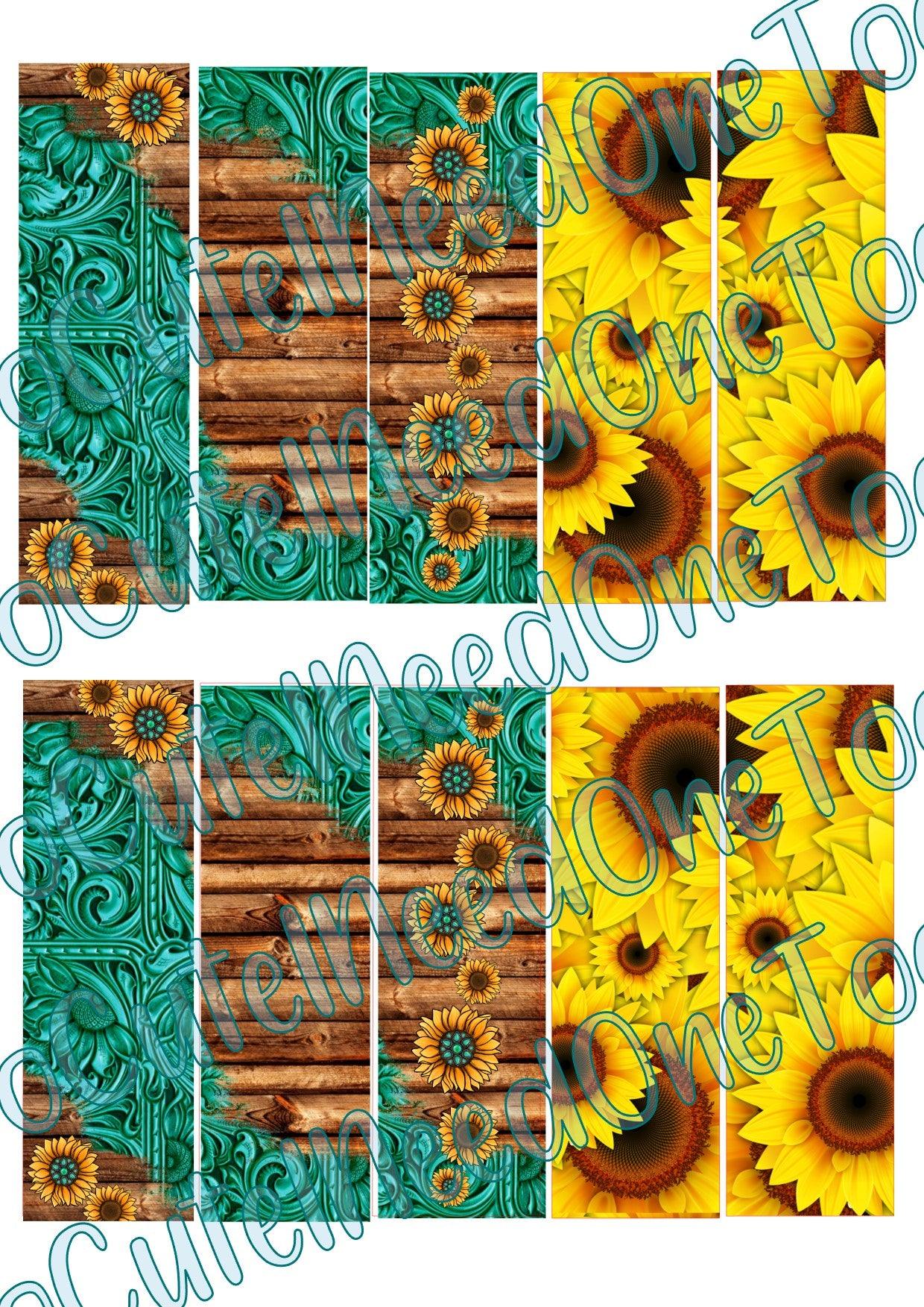 Sunflower Pen Wraps on Clear/White Waterslide Paper Ready To Use - SoCuteINeedOneToo