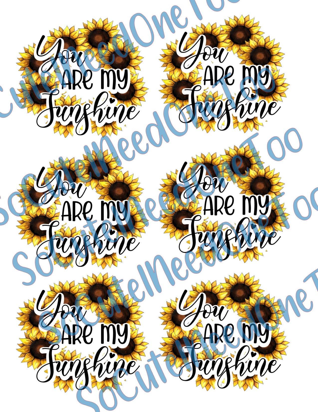 Sunflower - You are my sunshine on Clear/White Waterslide Paper Ready To Use - SoCuteINeedOneToo