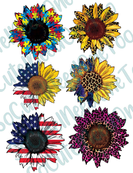 Sunflowers #1 On Clear/White Waterslide Paper Ready To Use - SoCuteINeedOneToo