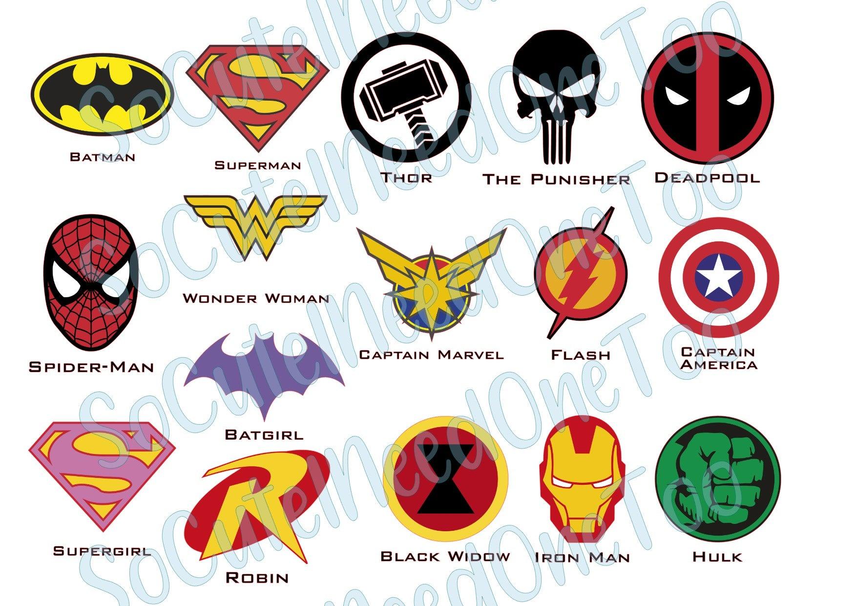 Superhero Logo #1 on Clear/White Waterslide Paper Ready To Use - SoCuteINeedOneToo
