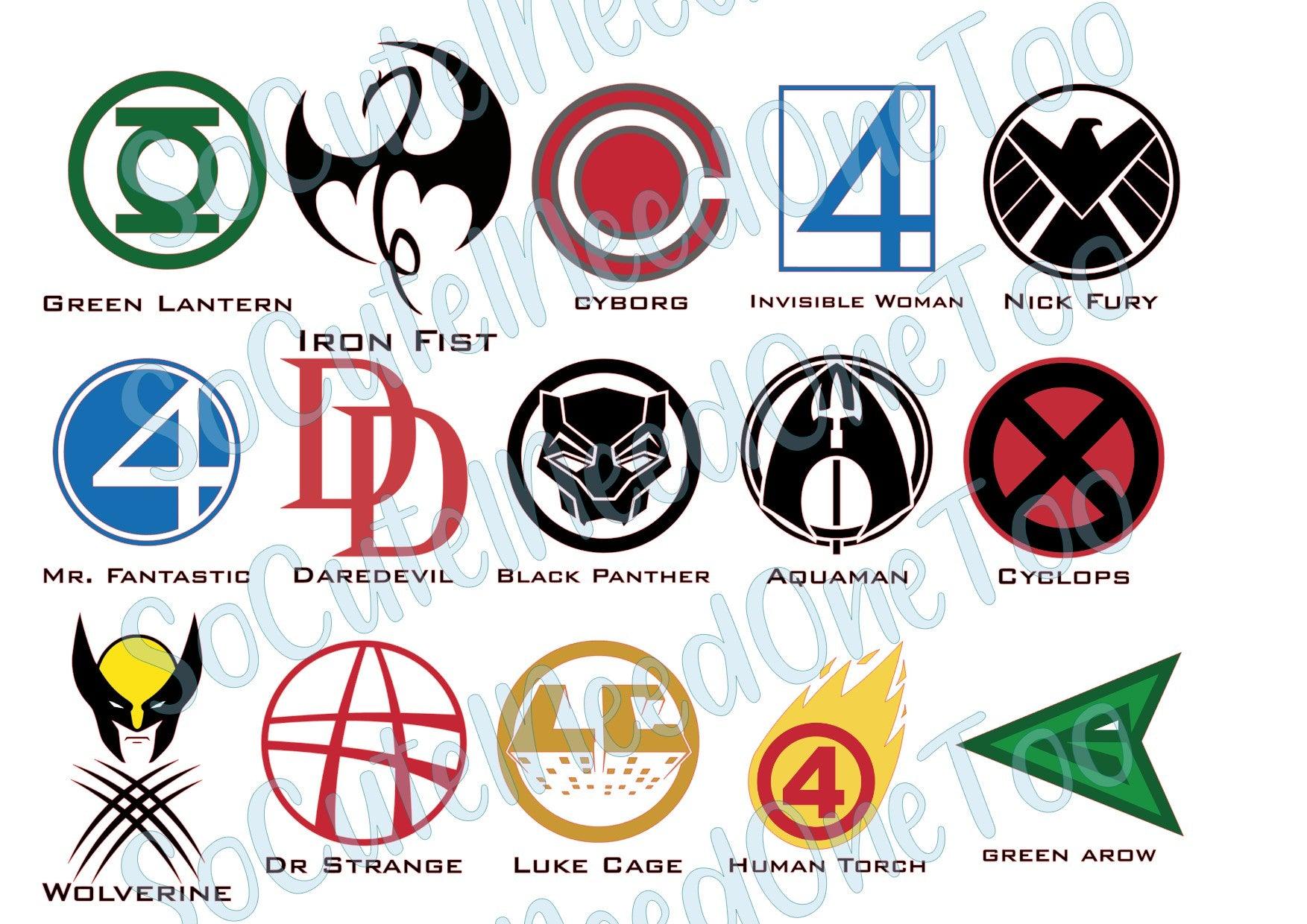 Superhero Logo #2 on Clear/White Waterslide Paper Ready To Use - SoCuteINeedOneToo