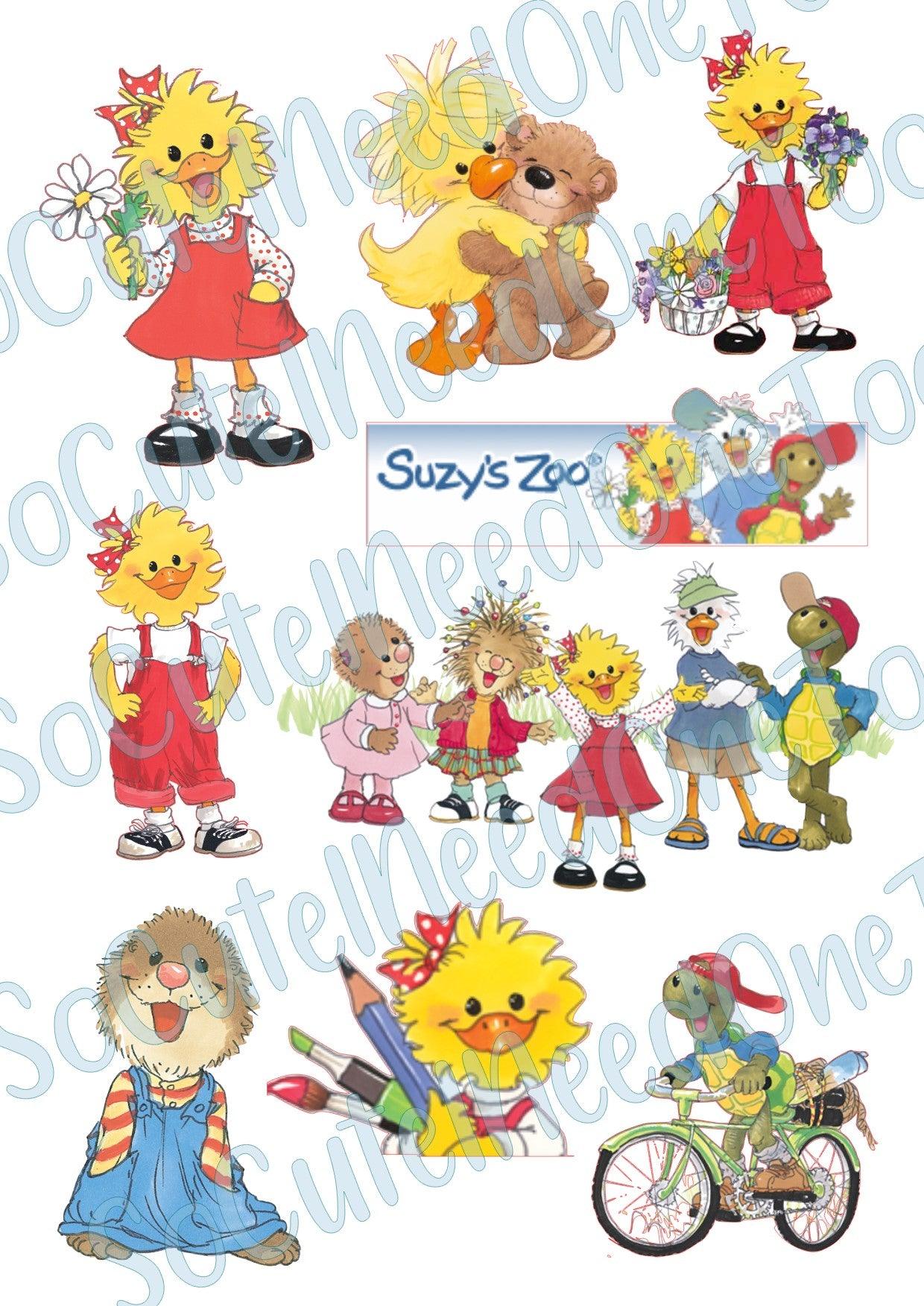 Suzy Zoo on Clear/White Waterslide Paper Ready To Use - SoCuteINeedOneToo