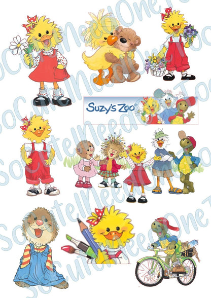 Suzy Zoo on Clear/White Waterslide Paper Ready To Use - SoCuteINeedOneToo