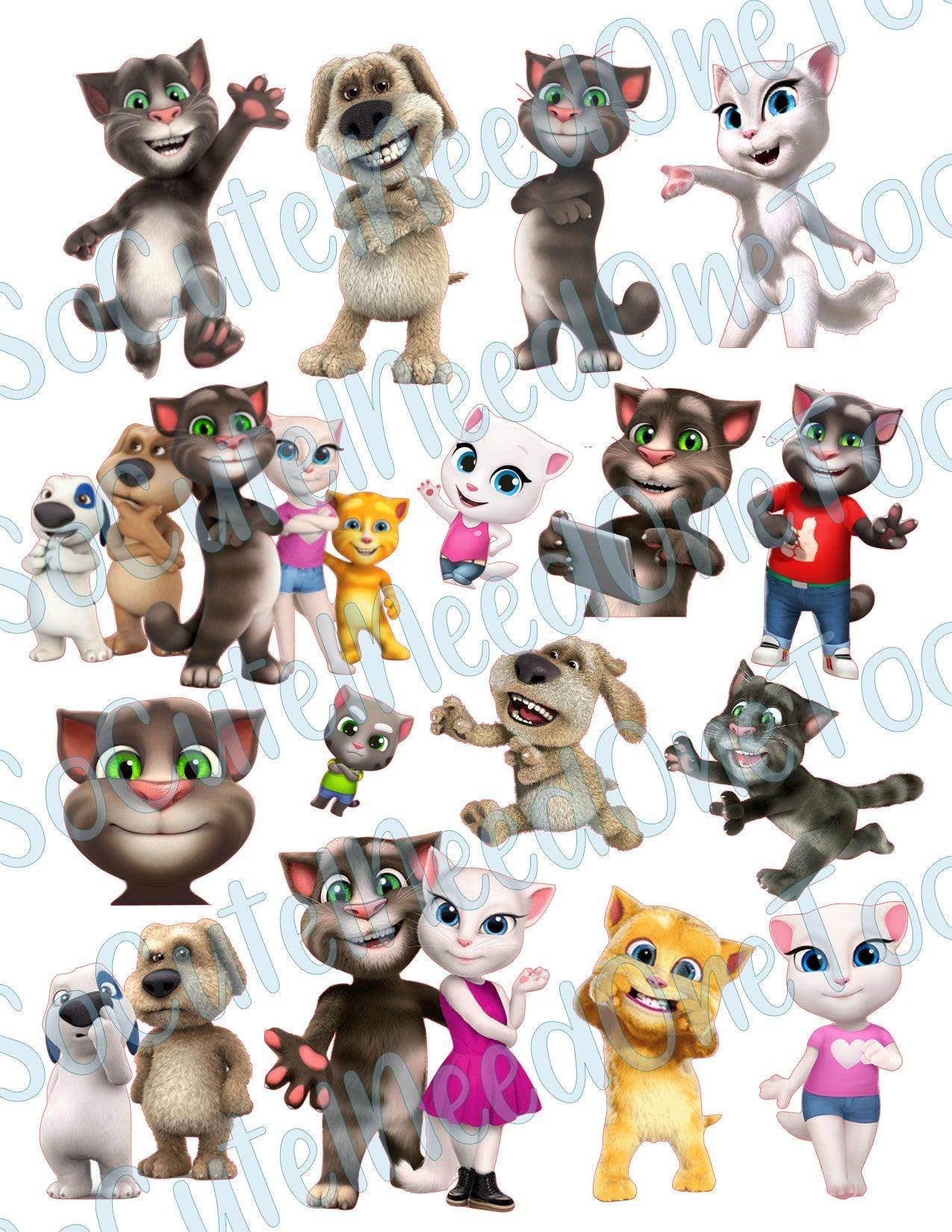 Talking Tom on Clear/White Waterslide Paper Ready To Use - SoCuteINeedOneToo