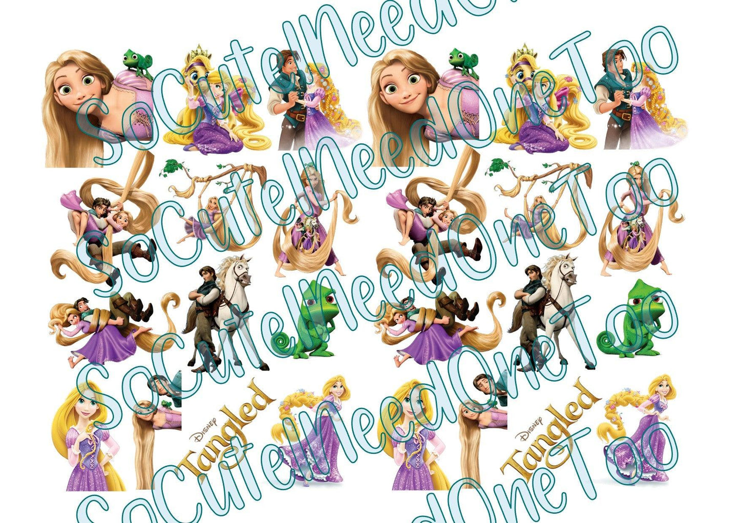 Tangled Smaller Images (KIDS CUPS) on Clear/White Waterslide Paper Ready To Use - SoCuteINeedOneToo