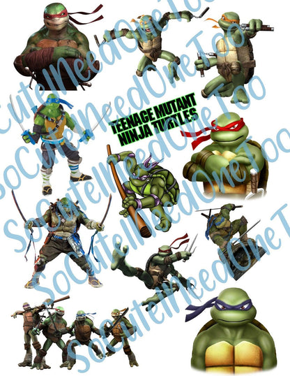 Teenage Mutant Ninja Turtles #1 & #2 on Clear/White Waterslide Paper - Ready To Use - SoCuteINeedOneToo