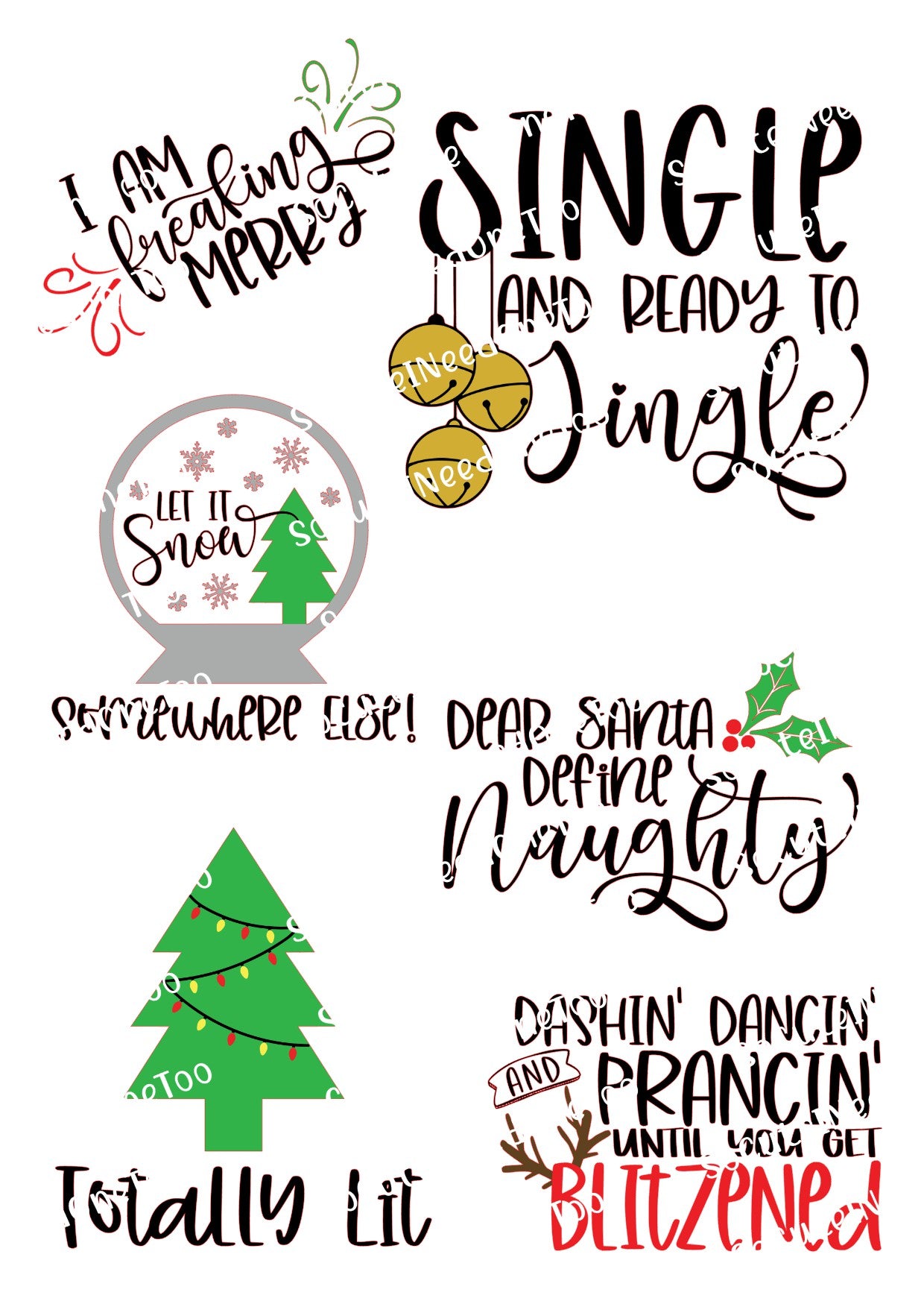 Tipsy & Bright Christmas Waterslide Decals socuteineedonetoo