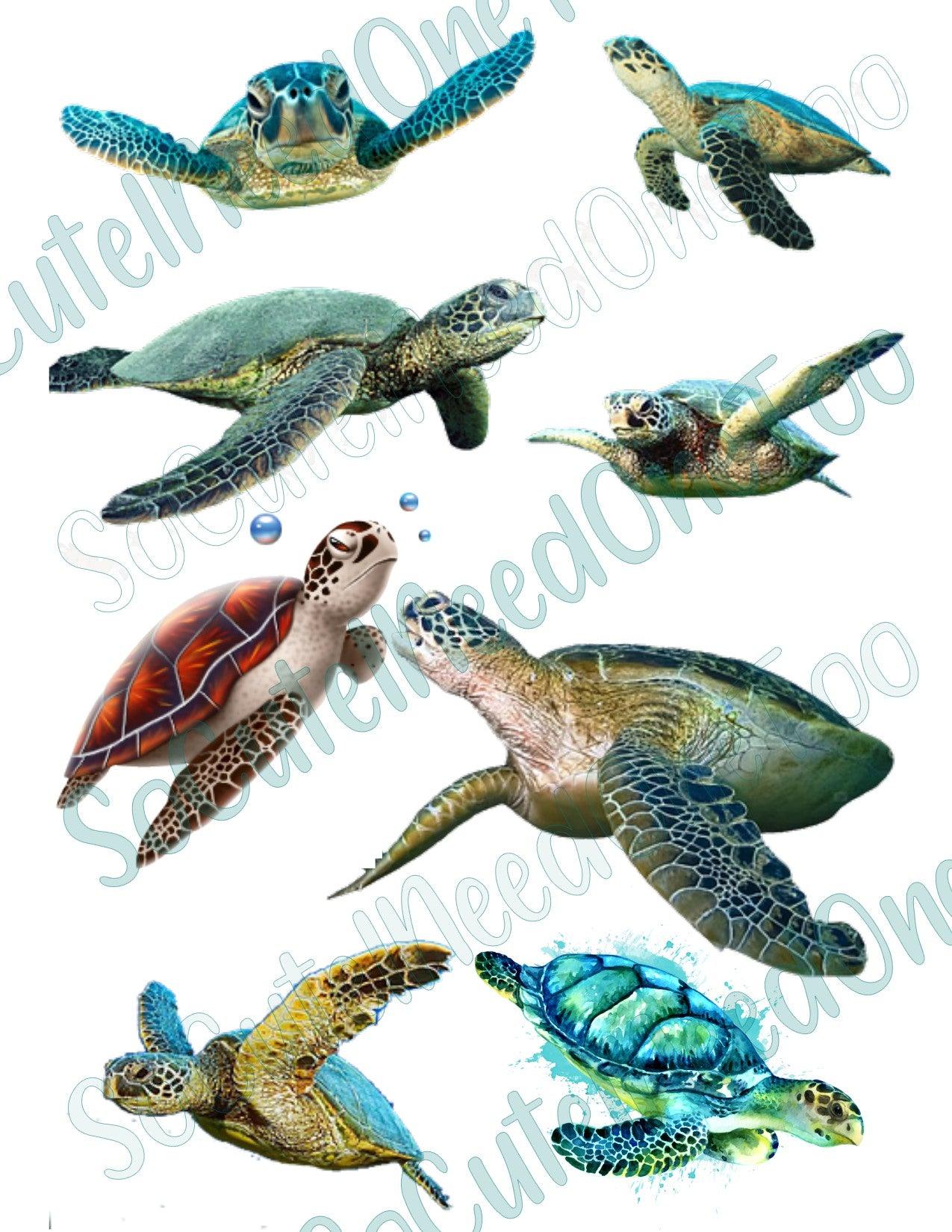Turtles on Clear/White Waterslide Paper Ready To Use - SoCuteINeedOneToo