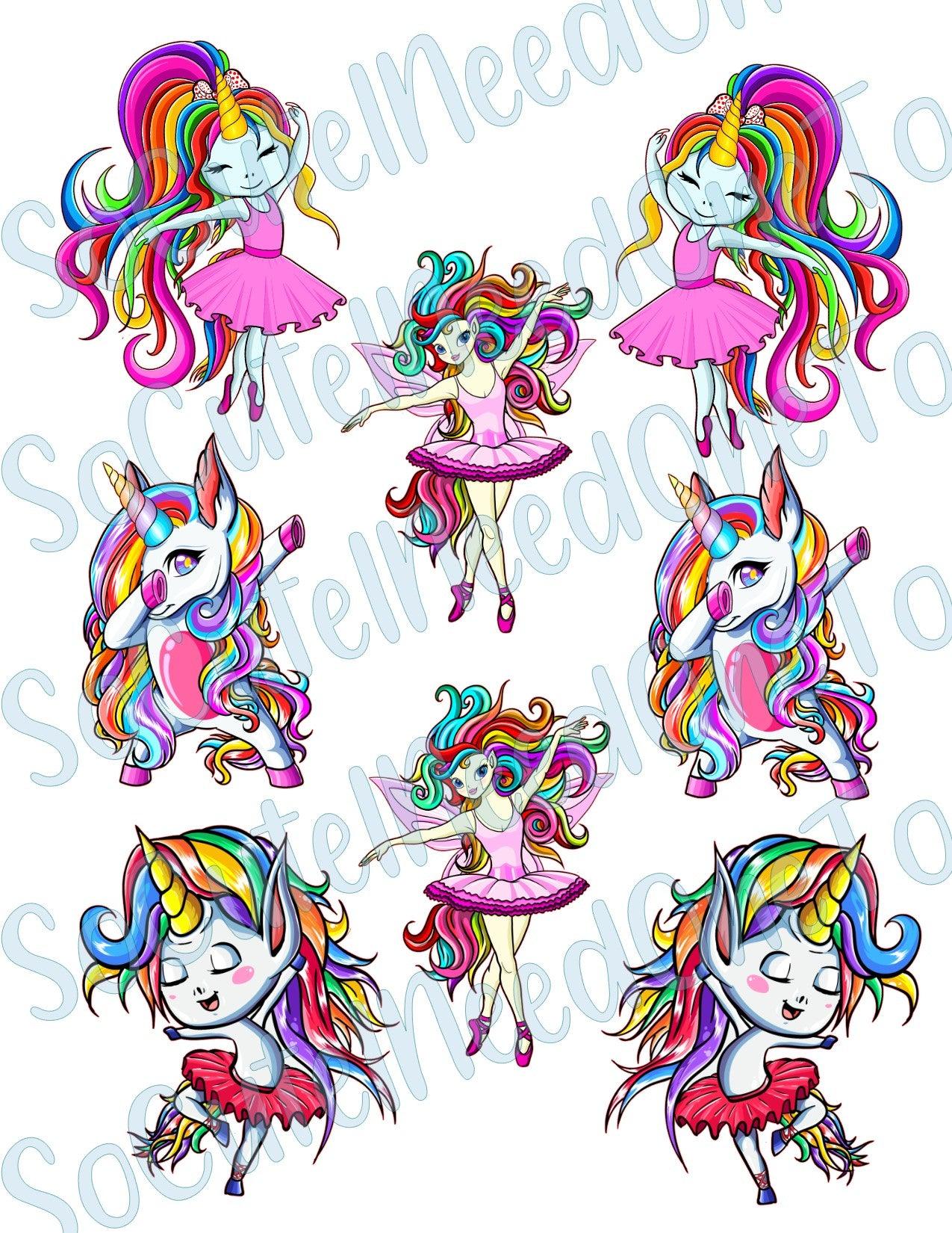 Unicorn - Dancing on Clear/White Waterslide Paper Ready To Use - SoCuteINeedOneToo