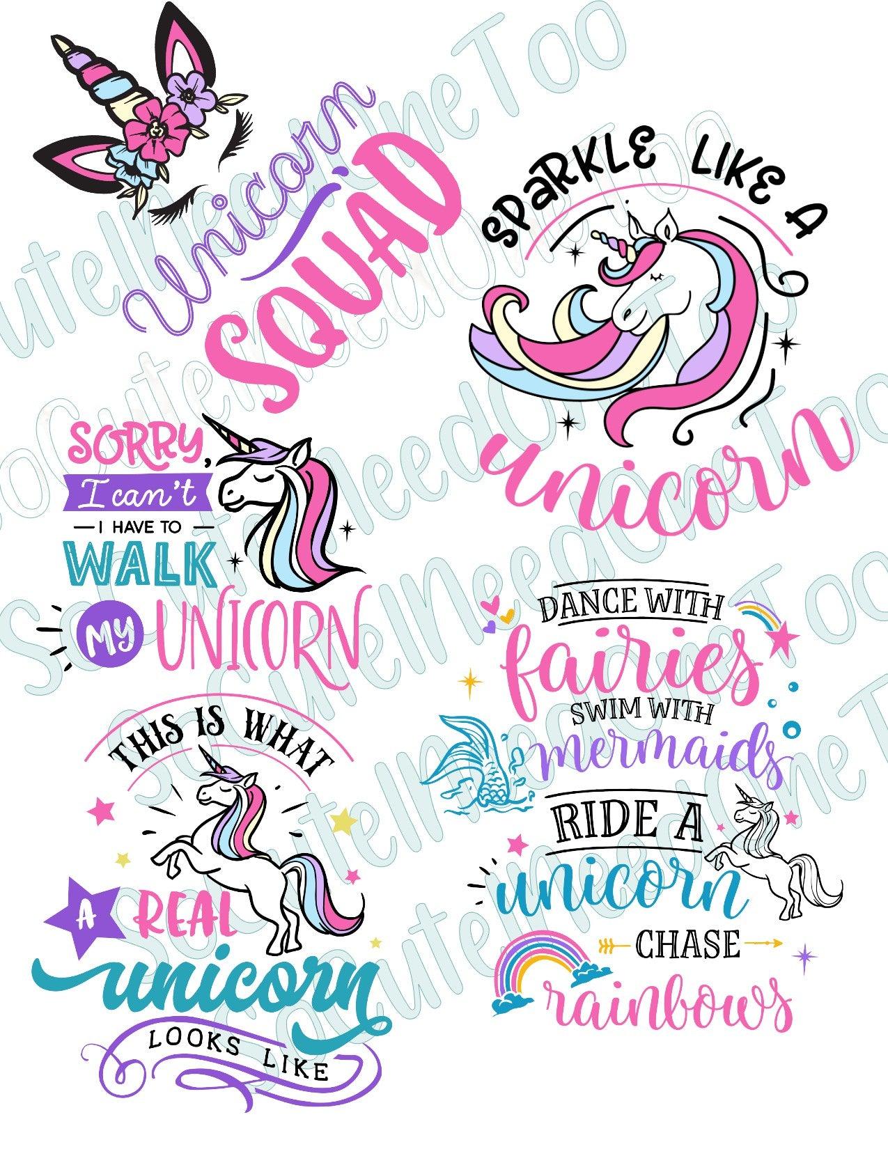 Unicorn - I can't I have To On Laser Waterslide Decals - SoCuteINeedOneToo