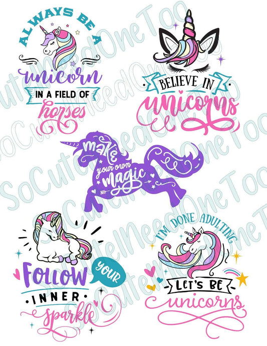 Unicorn Sparkle On Clear/White Waterslide Paper Ready To Use - SoCuteINeedOneToo