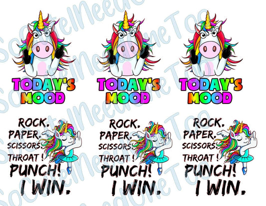 Unicorn -Today's Mood on Clear/White Waterslide Paper Ready To Use - SoCuteINeedOneToo