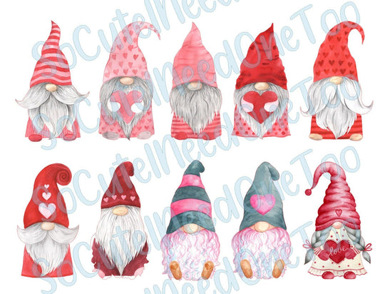 Valentine Set of Gnomes Waterslide Decals - SoCuteINeedOneToo