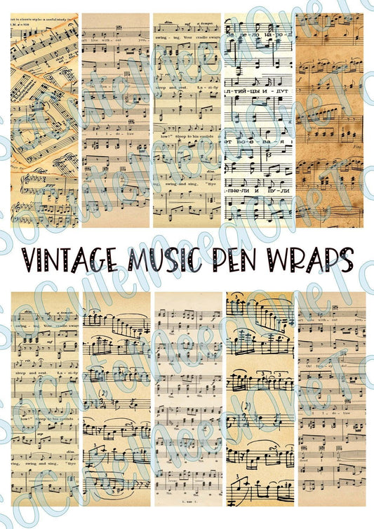 Vintage Music Pen Wraps Waterslide Decals - SoCuteINeedOneToo