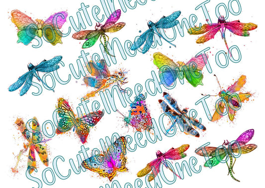 Watercolor - Butterflies & Dragonflies Waterslide Decals - SoCuteINeedOneToo