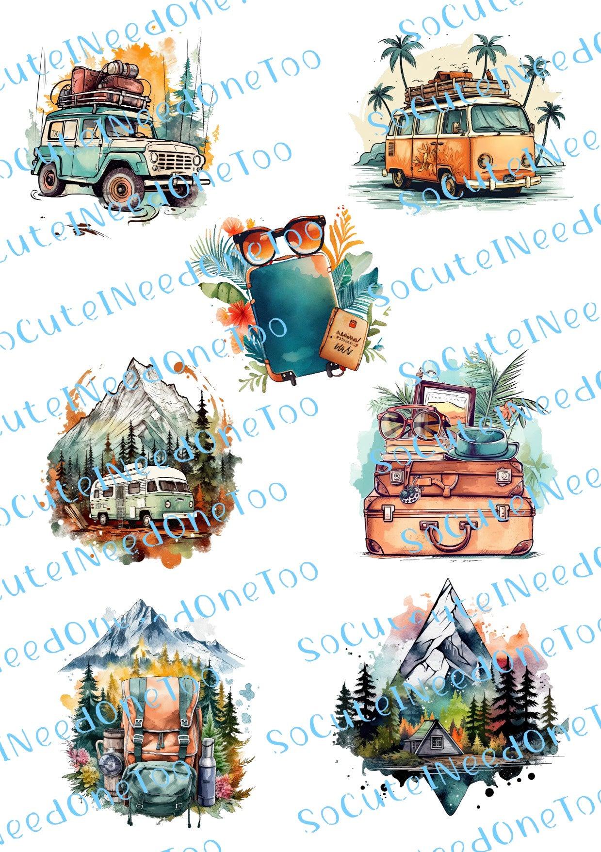 Watercolor Van Life Waterslide Decals - SoCuteINeedOneToo