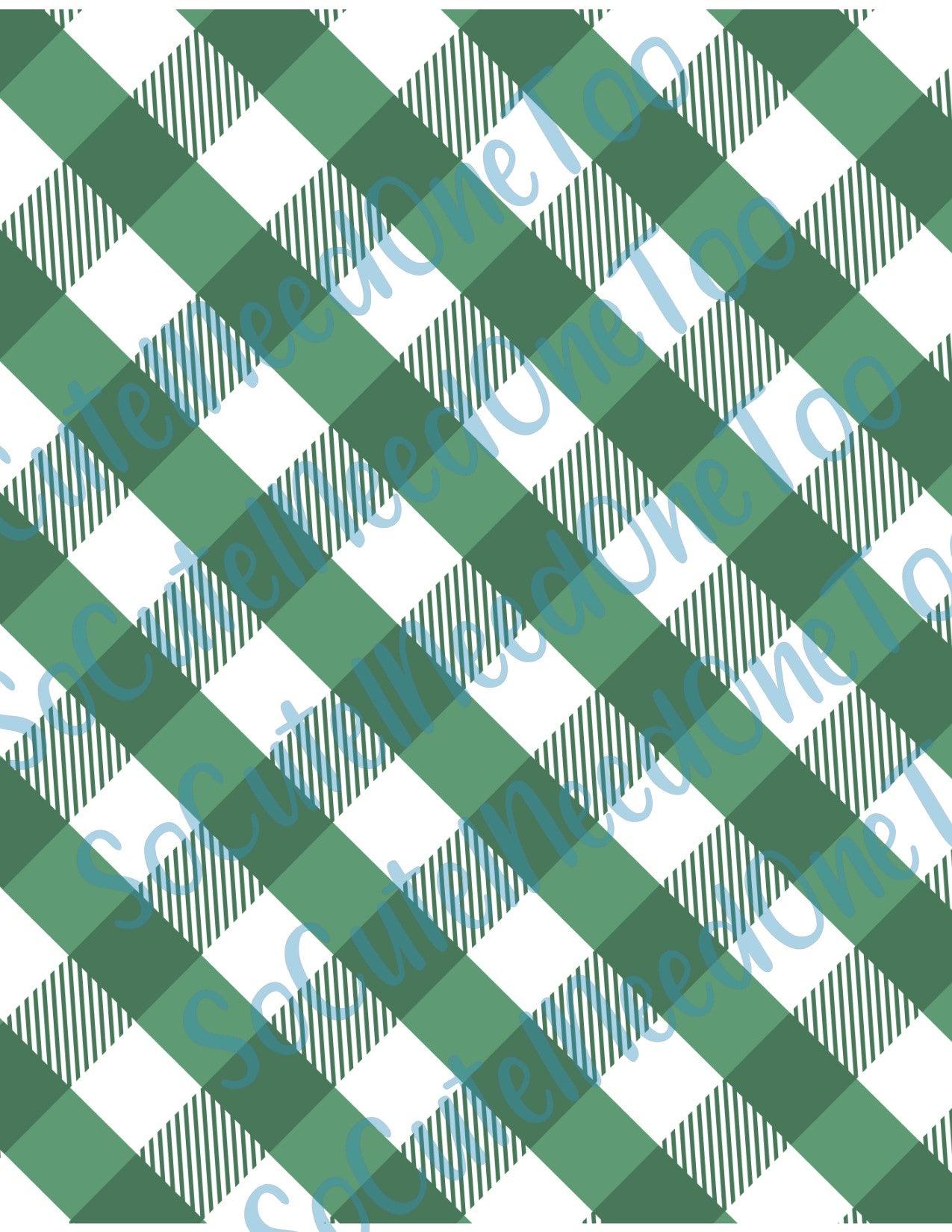 White & Green Buffalo Plaid Waterslide Decals - SoCuteINeedOneToo