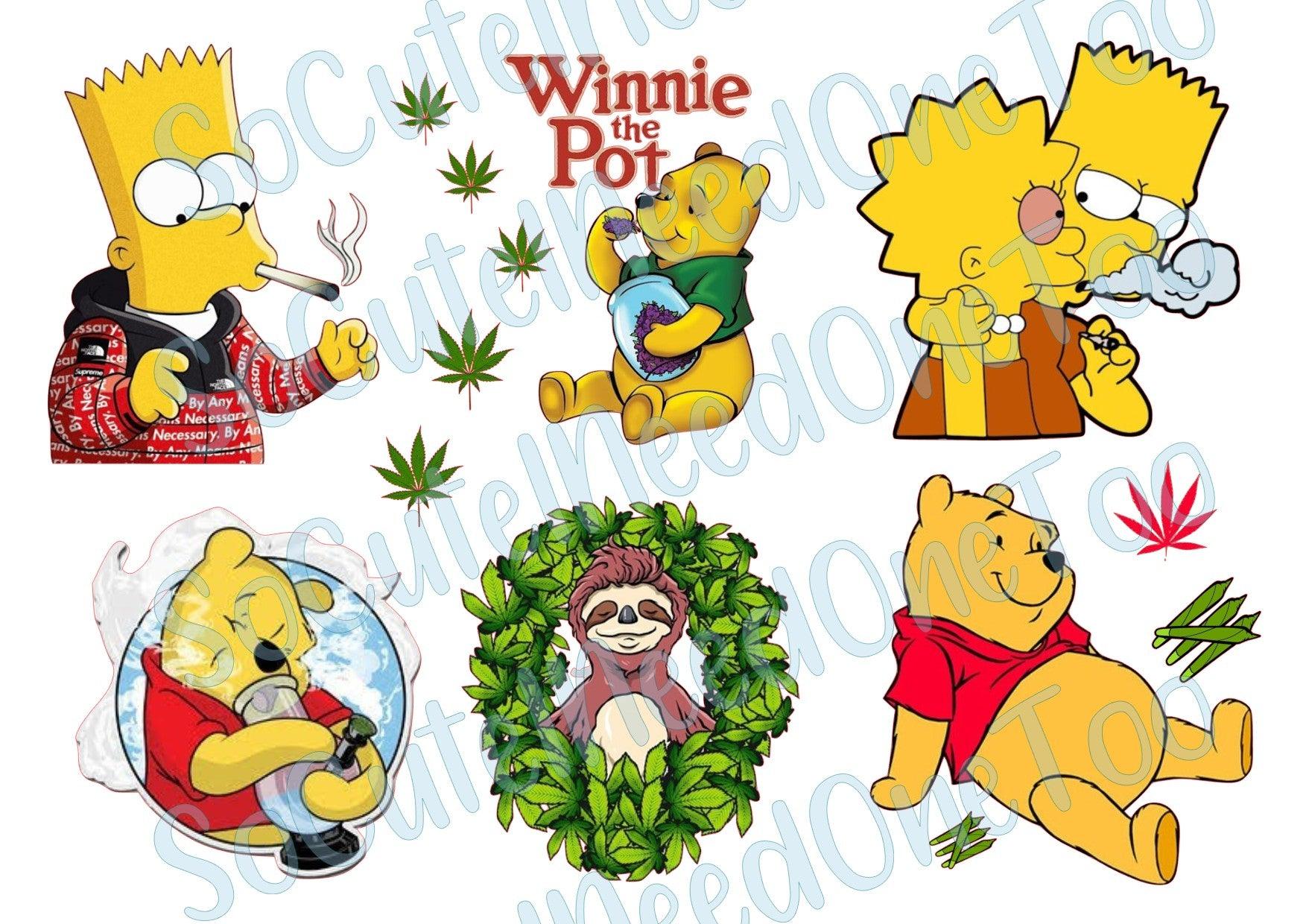 Winnie Smoking Weed Waterslide Decals - SoCuteINeedOneToo